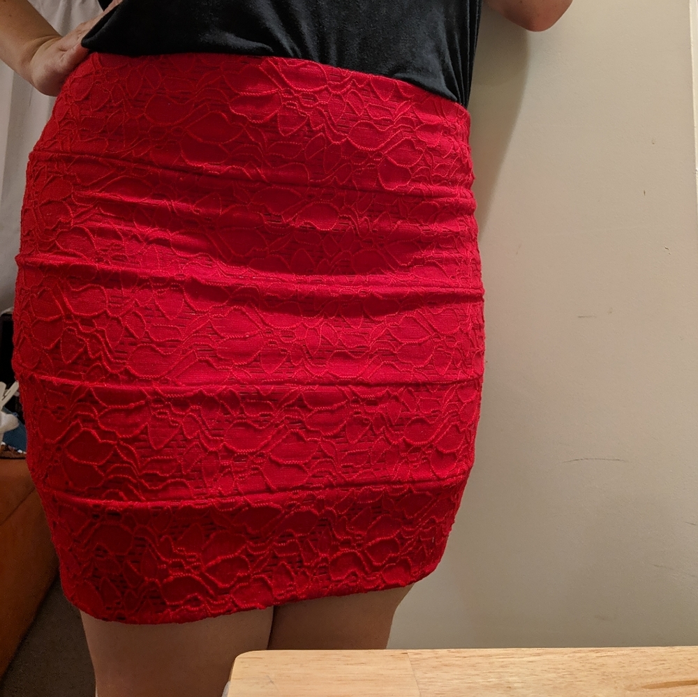 Tight Red Pencil Skirt Size L